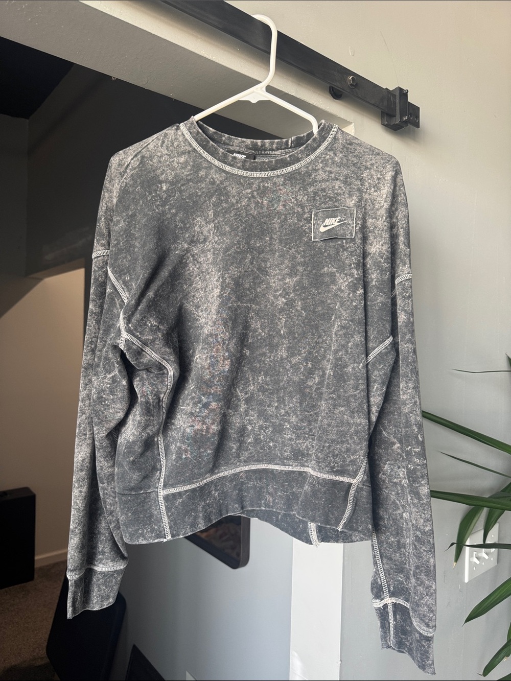 Nike Women's Mineral Wash Gray Crewneck Sweatshirt